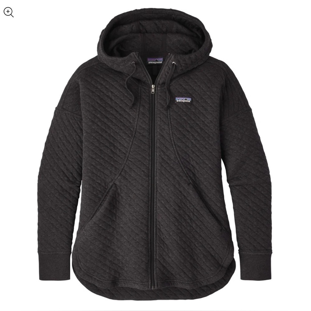 Patagonia Women’s Organic Cotton Quilt Hoody Jacket Charcoal Black Size Small